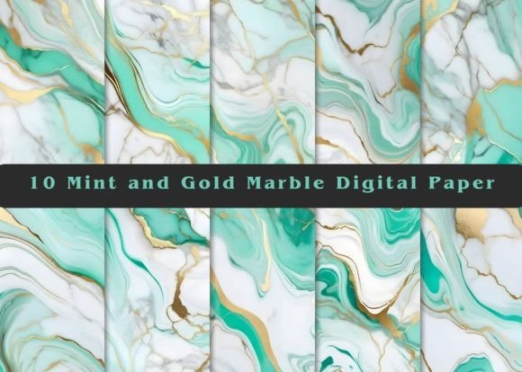 10 Mint and Gold Marble Textures