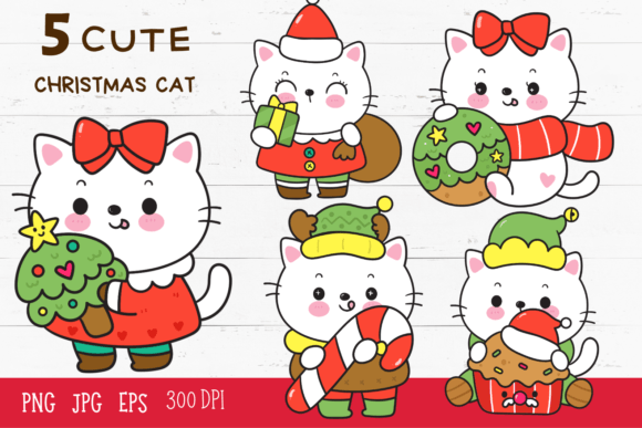 Cat Christmas Kawaii Kitten X Mas Winter