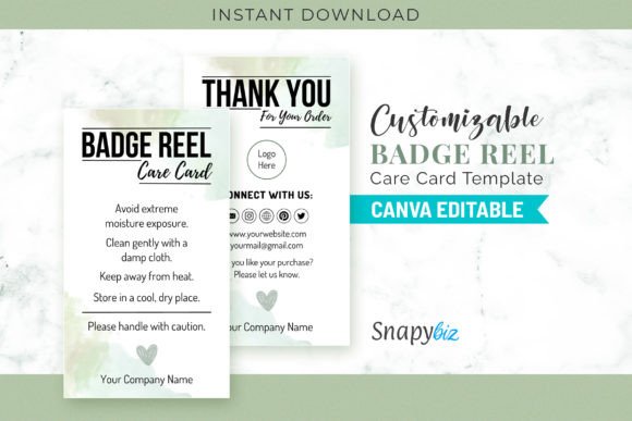 Editable Badge Reel Care Card Template