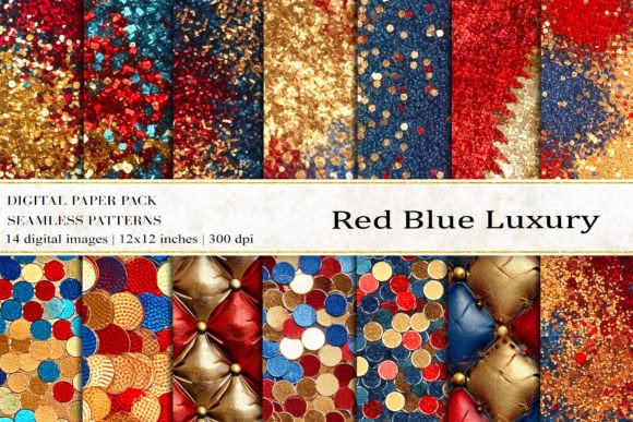 Elevating Creative Projects with Red Blue Luxury Digital Papers