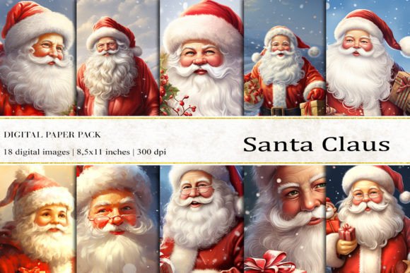 Santa Claus Digital Papers for Festive Projects