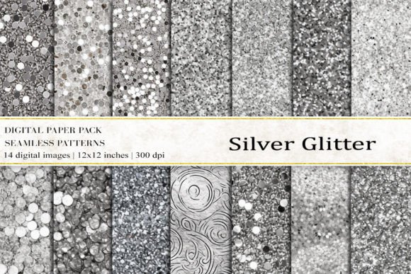 Silver Glitter Digital Papers for Creative Projects