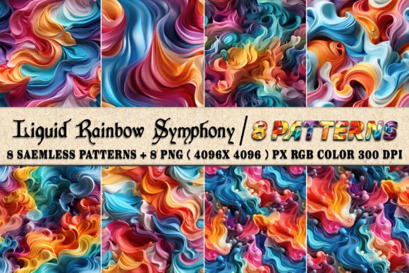 Unlocking Creative Potential with Liquid Rainbow Symphony 8 Patterns and PNG Backgrounds