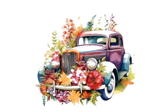 Watercolor Cars Floral Vector Design: The Ultimate Digital Asset for Creative Projects