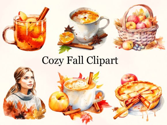 Watercolor Cozy Fall Clipart for Creative Projects