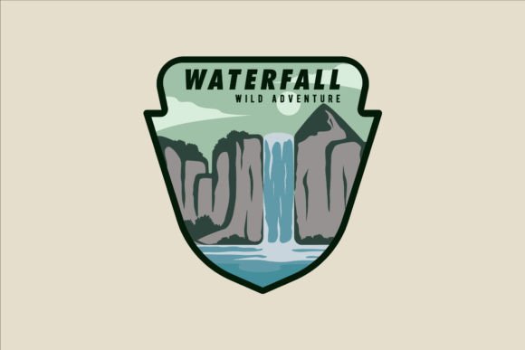 Waterfall Emblem Vector Illustration
