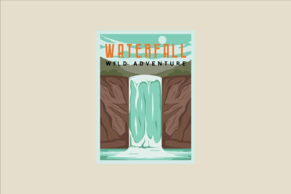 Waterfall Vector Poster Illustration for Creative Projects